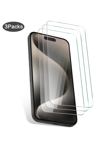 Platyne 3er-Pack Panzerglas iPhone 15 Pro in Transparent