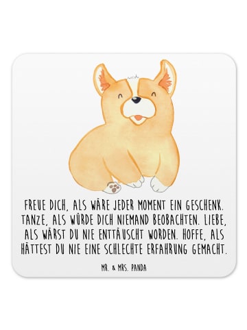 Mr. & Mrs. Panda Getränkeuntersetzer Corgie mit Spruch in Weiß
