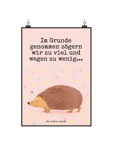 Mr. & Mrs. Panda Deko Bild Igel Herzen Design mit Spruch in Weiß