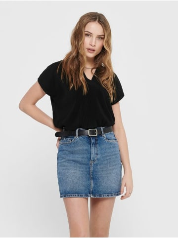 JACQUELINE de YONG Bluse Regular Fit V-Ausschnitt Kurzarm Basic in Schwarz