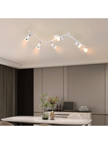 ZMH Deckenleuchte in weiß 6-flammige GU10 Metall schwenkbar L 108cm