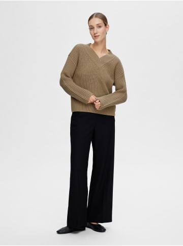 SELECTED FEMME Eleganter Grobstrick Pullover Lockerer Struktur Sweater SLFSELMA in Hellbraun