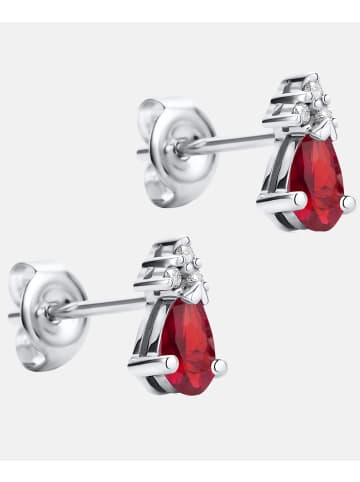 Diamant L'éternel Ohrstecker aus 375 Weißgold mit 0.04 Karat Diamant mit Rubin