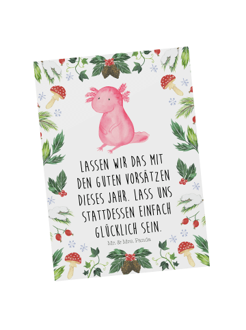 Mr. & Mrs. Panda Postkarte Axolotl Glücklich mit Spruch in Weiß