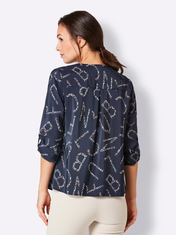 creation L Druckbluse in marine-sand-bedruckt