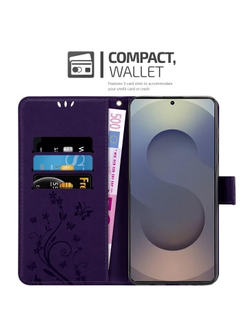 cadorabo Hülle für Samsung Galaxy S25 Ultra Blumen Design in Floral Dunkel Lila