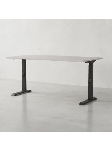KADIMA DESIGN Schreibtisch verstellbar 68-91cm Ergonomisch C-Fuß Büro in Greige-Schwarz