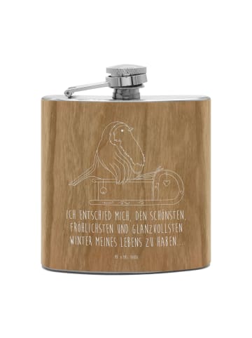 Mr. & Mrs. Panda Flachmann Rotkehlchen Schlitten mit Spruch in Braun