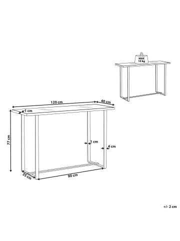 Beliani Konsolentisch PLANO in Weiß/Silber - (W) 120 x (H) 77 x (L) 40 cm