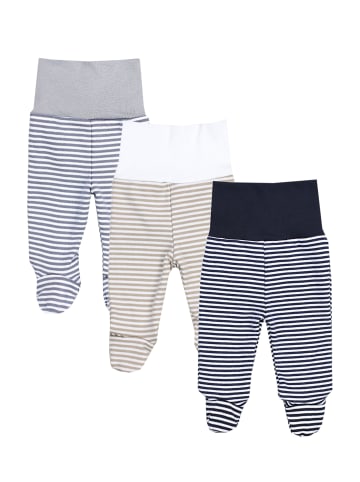 TupTam Baby Jungen Strampelhose mit Fuß 3er Pack in beige/grau