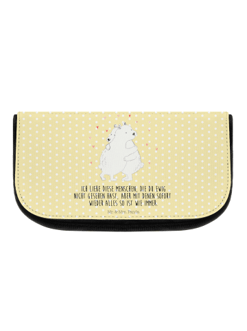 Mr. & Mrs. Panda Kulturbeutel Eisbär Umarmen mit Spruch in Gelb Pastell