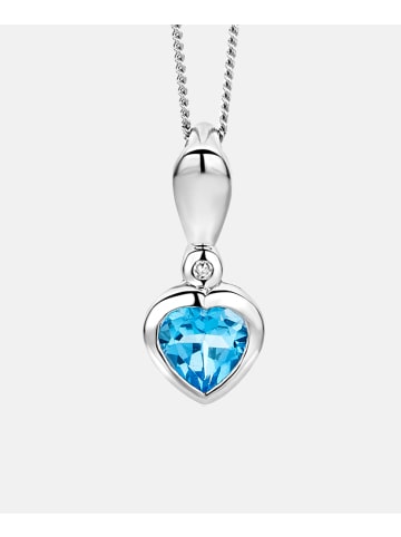 Diamant L'éternel Halskette mit Anhänger aus 375 Weißgold mit Diamant mit Topas Herz-Design in ...