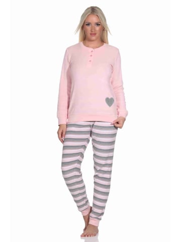 NORMANN Frottee Schlafanzug Bündchen - 77701 in rosa