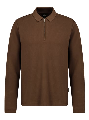 Sublevel Elegantes Poloshirt Reißverschluss Polokragen in Dunkelbraun
