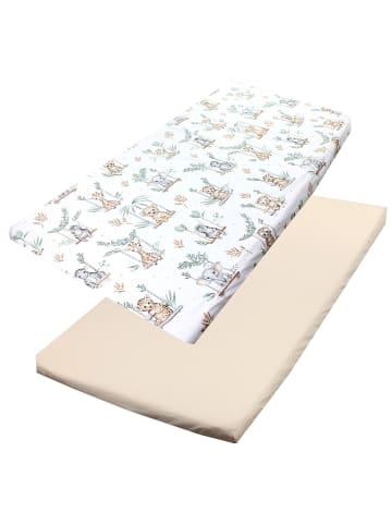 TupTam Baby Kinder Spannbettlaken 2er Pack in weiß/beige