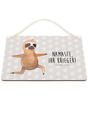 Mr. & Mrs. Panda Deko Schild Faultier Yoga mit Spruch in Grau Pastell