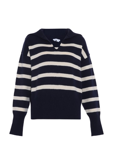 Blonda Damen Sweater in MARINE WOLLWEISS