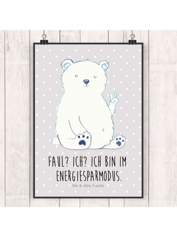 Mr. & Mrs. Panda Poster Eisbär Faul mit Spruch in Grau Pastell