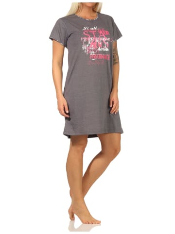 NORMANN kurzarm Nachthemd - 66897 in grau