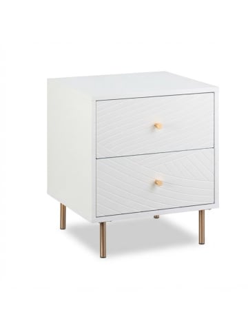 relaxdays 1 x Nachttisch in Weiß/ Gold - (B)45 x (H)52 x (T)40 cm