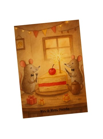 Mr. & Mrs. Panda Fotokarte Mäuse Kuchen Design ohne Spruch in Weiß