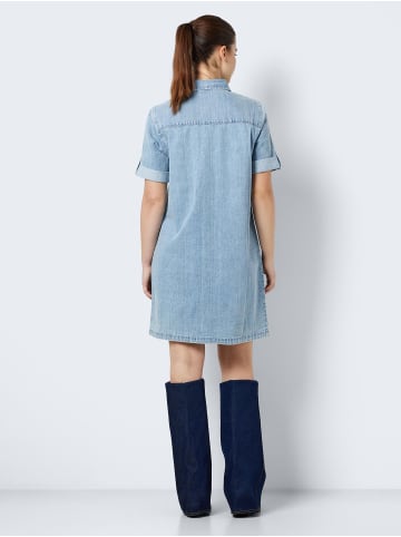 Noisy may Kurzes Denim Jeanskleid Oversize Kurzarm Hemd Design in Hellblau