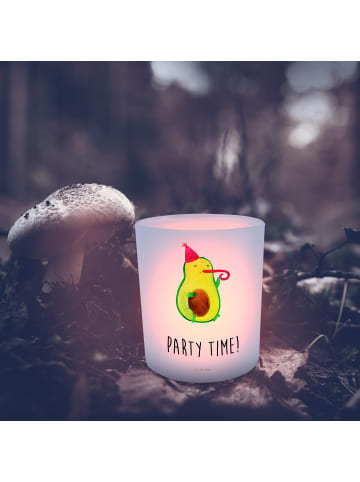 Mr. & Mrs. Panda Windlicht Avocado Party Zeit mit Spruch in Transparent