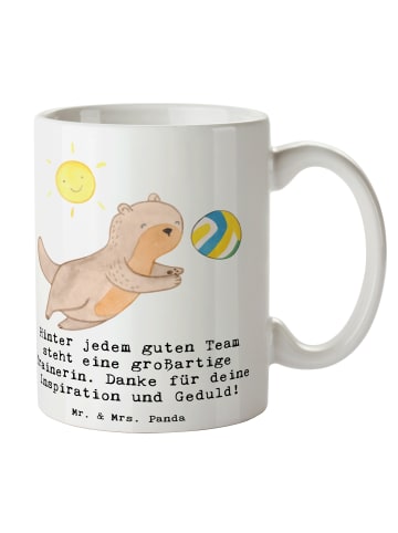 Mr. & Mrs. Panda Keramiktasse Volleyball Trainerin mit Spruch in Weiß