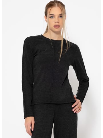 SASSYCLASSY Langarmshirt mit Ziernaht in Dunkelgrau