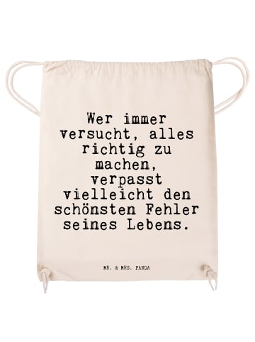 Mr. & Mrs. Panda Beutel Wer immer versucht, alles... mit Spruch in Creme