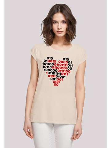 F4NT4STIC T-Shirt I love you Binary Code Herz in Whitesand