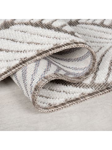 KADIMA DESIGN Outdoor Teppich Blätter, Terrasse schmutzabweisend in Beige