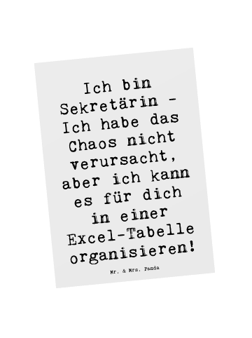 Mr. & Mrs. Panda Grußkarte Spruch Sekretärin Ordnung mit Spruch in Weiß