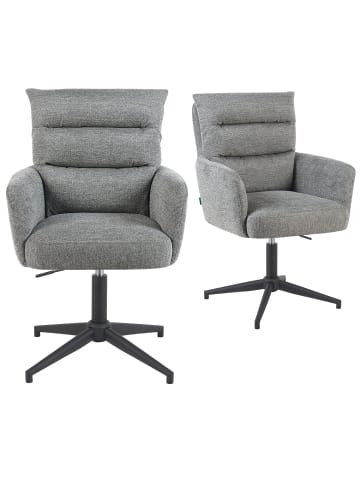 DUBI Möbel 2er-Set: Bürostuhl Mika-Romy in Grau - (B)59 x (H)91 x  (T)66 cm
