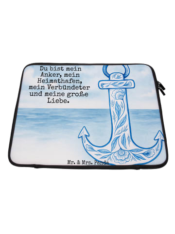 Mr. & Mrs. Panda Laptop Tasche Anker Blau Design mit Spruch in Weiß