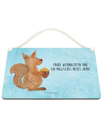 Mr. & Mrs. Panda Schild Eichhörnchen Weihnachten mit Spruch in Eisblau