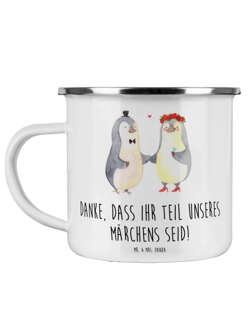 Mr. & Mrs. Panda Camping Emaille Tasse Gastgeschenke Märchen mit... in Weiß