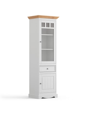 Feldmann-Wohnen Vitrine Belluno Elegante Natur gebeizt / weiß lackiert 59,5 / 44 / 190cm
