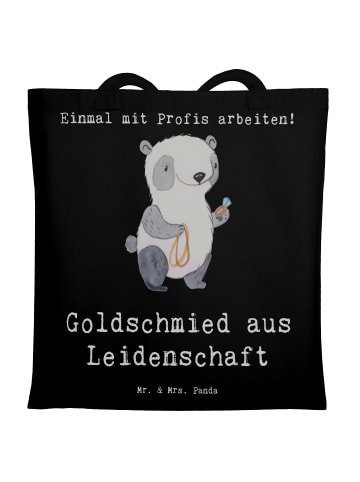 Mr. & Mrs. Panda Tragetasche Goldschmied Leidenschaft mit Spruch in Schwarz