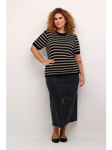 KAFFE curve Strickpullover KCisabel in Black/Antique white Stripe