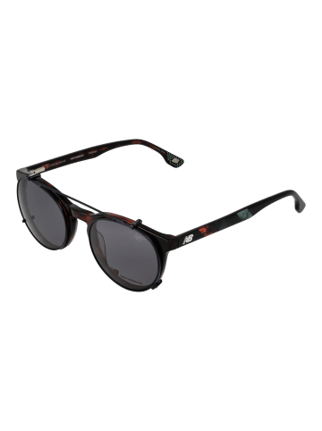 New Balance Herren Brillenfassung mit Sonnenbrillen-Clip Rund Braun