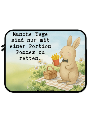 Mr. & Mrs. Panda Notebook Tasche Hase Pommes Design mit Spruch in Weiß