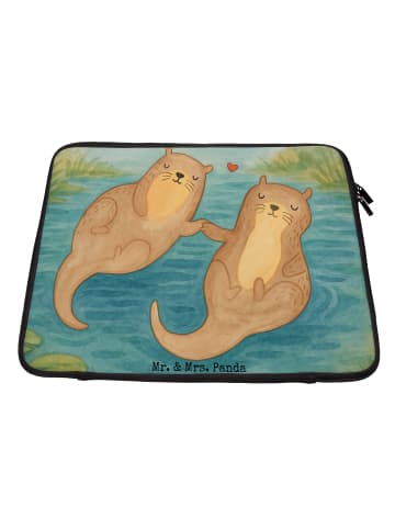 Mr. & Mrs. Panda Laptoptasche Otter Hände halten Design ohne Spruch in Weiß