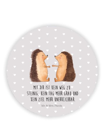 Mr. & Mrs. Panda Rund Magnet Igel Liebe mit Spruch in Grau Pastell