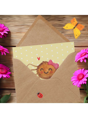 Mr. & Mrs. Panda Klappkarte Spinne Agathe Freude ohne Spruch in Gelb Pastell