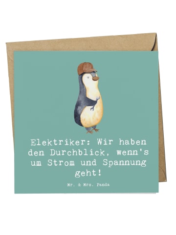 Mr. & Mrs. Panda Briefkarte Elektriker Durchblick mit Spruch in Meeresbrise