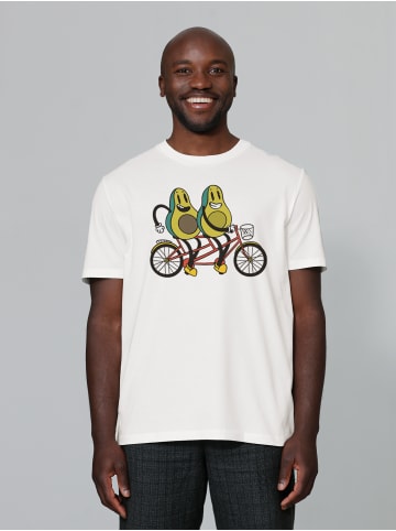 wat? Apparel T-Shirt Avocado Fahrrad in Off White