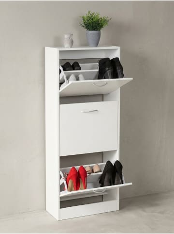 KADIMA DESIGN Schuhschrank mit 3 Fächern zum Klappen Schuhkommode 125cm Schuhregal