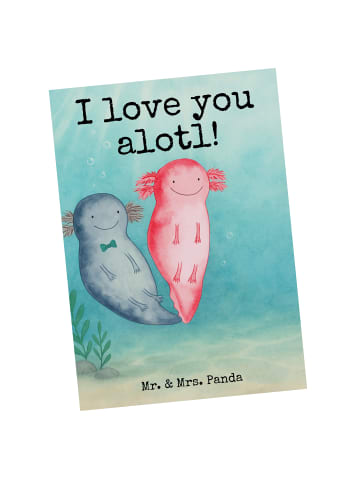 Mr. & Mrs. Panda Grußkarte Axolotl Liebe Design mit Spruch in Weiß