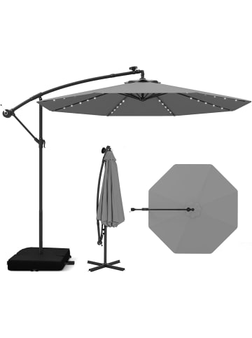 COSTWAY 250 cm Sonnenschirm mit Ständer & LED in Anthrazit